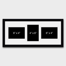 Load image into Gallery viewer, Multi Photo Frame 3 apertures to Hold 6" x 4" photos in a black frame - Multi Photo Frames
