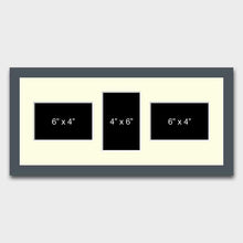 Load image into Gallery viewer, Multi Photo Frame 3 apertures to Hold 6" x 4" photos in a grey frame - Multi Photo Frames
