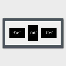 Load image into Gallery viewer, Multi Photo Frame 3 apertures to Hold 6" x 4" photos in a grey frame - Multi Photo Frames
