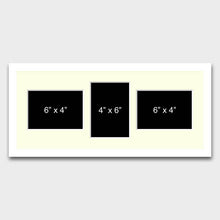 Load image into Gallery viewer, Multi Photo Frame 3 apertures to Hold 6" x 4" photos in a white frame - Multi Photo Frames
