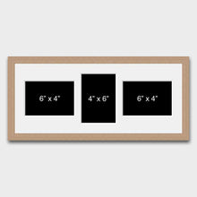 Load image into Gallery viewer, Multi Photo Frame 3 apertures to Hold 6" x 4" photos in an Oak Veneer Frame - Multi Photo Frames
