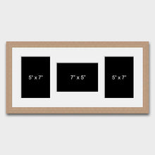 Load image into Gallery viewer, Multi Photo Frame Holds 3 5"x7" Mixed Shape Photos in an Oak Veneer Frame - Multi Photo Frames
