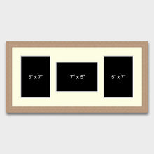 Load image into Gallery viewer, Multi Photo Frame Holds 3 5"x7" Mixed Shape Photos in an Oak Veneer Frame - Multi Photo Frames

