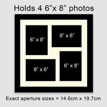 Load image into Gallery viewer, Multi Photo Frame Holds 4 6"x8" Photos in a Black Wood Frame - Multi Photo Frames
