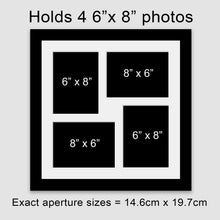 Load image into Gallery viewer, Multi Photo Frame Holds 4 6"x8" Photos in a Black Wood Frame - Multi Photo Frames
