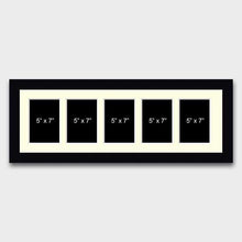 Load image into Gallery viewer, Multi Photo Frame Holds 5 7"x5" Photos in a 22mm Black Wood Frame - Multi Photo Frames
