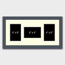 Load image into Gallery viewer, Multi Photo Frame to hold 3 4" x 6" Mixed Photos in a grey frame - Multi Photo Frames
