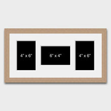 Load image into Gallery viewer, Multi Photo Frame to hold 3 4" x 6" Mixed Photos in an Oak Veneer Frame - Multi Photo Frames
