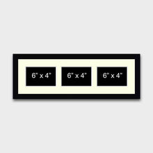 Load image into Gallery viewer, Multi Photo Frame to hold 3 6" x 4" Photos in a Black Wood Frame - Multi Photo Frames
