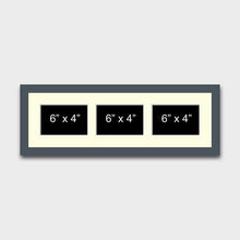 Load image into Gallery viewer, Multi Photo Frame to hold 3 6" x 4" Photos in a Grey Wood Frame - Multi Photo Frames
