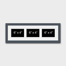Load image into Gallery viewer, Multi Photo Frame to hold 3 6" x 4" Photos in a Grey Wood Frame - Multi Photo Frames
