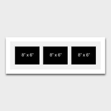 Load image into Gallery viewer, Multi Photo Frame to hold 3 8" x 6" photos in a White Wood Frame - Multi Photo Frames
