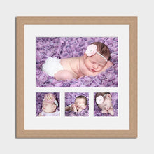 Load image into Gallery viewer, Multi Photo Picture Frame | Holds 1 16"x10" and 3 5"x5" Photos in a 30mm Oak Veneer Frame - Multi Photo Frames
