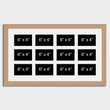 Load image into Gallery viewer, Multi Photo Picture Frame Holds 12 6"x4" photos in a 30mm Oak Veneer Frame - Multi Photo Frames
