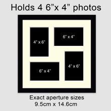 Load image into Gallery viewer, Multi Photo Picture Frame - Holds 4 4" x 6" photos in a Black Frame - Multi Photo Frames
