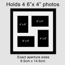 Load image into Gallery viewer, Multi Photo Picture Frame - Holds 4 4" x 6" photos in a Black Frame - Multi Photo Frames
