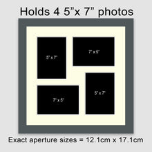 Load image into Gallery viewer, Multi Photo Picture Frame | Holds 4 5"x7" Photos in a Grey Wood Frame - Multi Photo Frames
