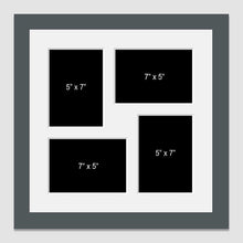Load image into Gallery viewer, Multi Photo Picture Frame | Holds 4 5"x7" Photos in a Grey Wood Frame - Multi Photo Frames
