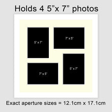 Load image into Gallery viewer, Multi Photo Picture Frame Holds 4 5"x7" Photos in a White Frame - Multi Photo Frames
