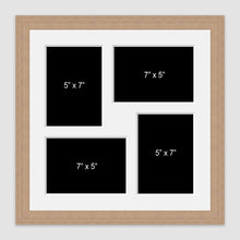 Load image into Gallery viewer, Multi Photo Picture Frame Holds 4 5"x7" Photos in an Oak Veneer Frame - Multi Photo Frames
