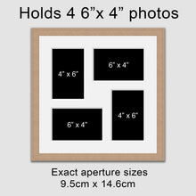 Load image into Gallery viewer, Multi Photo Picture Frame - Holds 4 6" x 4" photos in an Oak Veneer Frame - Multi Photo Frames
