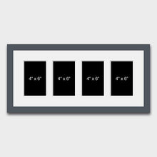 Load image into Gallery viewer, Multi Photo Picture Frame | Holds 4 6"x4" Photos in a 29mm Dark Grey Wood Frame - Multi Photo Frames
