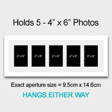 Load image into Gallery viewer, Multi Photo Picture Frame Holds 5 6"x4" Photos in a 22mm White Wood Frame - Multi Photo Frames
