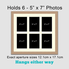 Load image into Gallery viewer, Multi Photo Picture Frame Holds 6 5" x 7" Photos in a 20mm Wide Oak Veneer Wooden Frame - Multi Photo Frames
