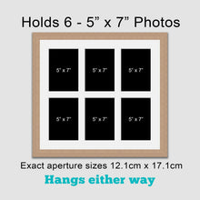 Load image into Gallery viewer, Multi Photo Picture Frame Holds 6 5" x 7" Photos in a 20mm Wide Oak Veneer Wooden Frame - Multi Photo Frames
