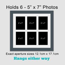 Load image into Gallery viewer, Multi Photo Picture Frame Holds 6 5" x 7" Photos in a 29mm Dark Grey Frame - Multi Photo Frames
