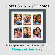 Load image into Gallery viewer, Multi Photo Picture Frame Holds 6 5" x 7" Photos in a 29mm Dark Grey Frame - Multi Photo Frames
