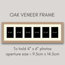 Load image into Gallery viewer, Multi Photo Picture Frame Holds 6 6"x4" Photos in a 20mm Oak Veneer Frame - Multi Photo Frames
