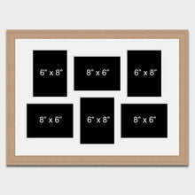 Load image into Gallery viewer, Multi Photo Picture Frame Holds 6 8"x6" Photos in a 30mm Oak Veneer Frame - Multi Photo Frames
