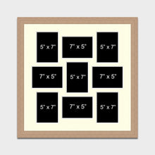 Load image into Gallery viewer, Multi Photo Picture Frame Holds 9 5"x7" photos in a 30mm Oak Veneer Frame - Multi Photo Frames
