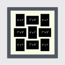 Load image into Gallery viewer, Multi Photo Picture Frame Holds 9 5"x7" Photos in a 40mm Dark Grey Wood Frame - Multi Photo Frames
