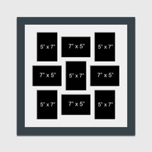 Load image into Gallery viewer, Multi Photo Picture Frame Holds 9 5"x7" Photos in a 40mm Dark Grey Wood Frame - Multi Photo Frames
