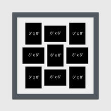Load image into Gallery viewer, Multi Photo Picture Frame Holds 9 8x6 Photos in a 40mm Dark Grey Frame - Multi Photo Frames
