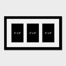 Load image into Gallery viewer, Multi Photo Picture Frame to hold 3 4" x 6" Photos in a Black Frame - Multi Photo Frames
