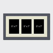 Load image into Gallery viewer, Multi Photo Picture Frame to hold 3 5"x7" Photos in a Grey Wood Frame - Multi Photo Frames
