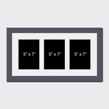 Load image into Gallery viewer, Multi Photo Picture Frame to hold 3 5"x7" Photos in a Grey Wood Frame - Multi Photo Frames
