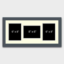Load image into Gallery viewer, Multi Photo Picture Frame to hold 3 6" x 8" Mixed Photos in a Grey Wooden Frame - Multi Photo Frames
