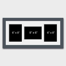 Load image into Gallery viewer, Multi Photo Picture Frame to hold 3 6" x 8" Mixed Photos in a Grey Wooden Frame - Multi Photo Frames
