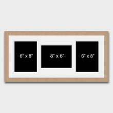 Load image into Gallery viewer, Multi Photo Picture Frame to hold 3 6" x 8" Mixed Photos in an Oak Veneer Frame - Multi Photo Frames
