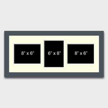 Load image into Gallery viewer, Multi Photo Picture Frame to hold 3 8" x 6" Mixed Photos in a Grey Wooden Frame - Multi Photo Frames
