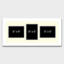 Load image into Gallery viewer, Multi Photo Picture Frame to hold 3 8" x 6" mixed photos in a White Wood Frame - Multi Photo Frames
