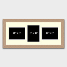 Load image into Gallery viewer, Multi Photo Picture Frame to hold 3 8" x 6" Mixed Shape Photos in an Oak Veneer Frame - Multi Photo Frames
