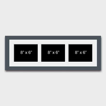 Load image into Gallery viewer, Multi Photo Picture Frame to hold 3 8" x 6" Photos in a Grey Wood Frame - Multi Photo Frames
