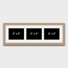 Load image into Gallery viewer, Multi Photo Picture Frame to hold 3 8" x 6" Photos in an Oak Veneer Frame - Multi Photo Frames
