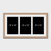 Load image into Gallery viewer, Multi Photo Picture Frame to Hold 3 8"x12" photos in an Oak Veneer Frame - Multi Photo Frames
