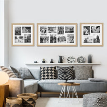 Load image into Gallery viewer, Photo Collage Frames - Set of 3 Multi Photo Frames in Oak Veneer - Multi Photo Frames
